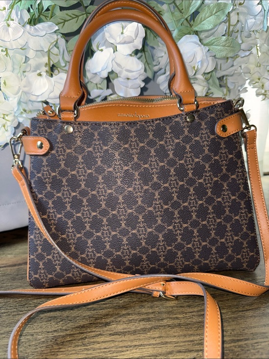 Naneete lepore Handbags - Brown Patterned Satchel with Tan Trim - Designer-Inspired Carryall